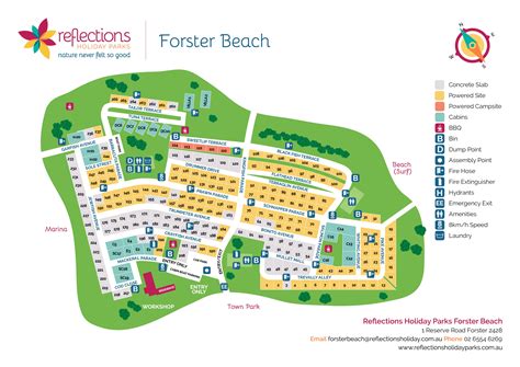 Forster Beach Holiday Park Map - Reflections Holiday Park