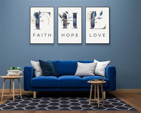 Faith Hope Love Set of 3 Wall Art Printable, Faith Hope Love Christian ...