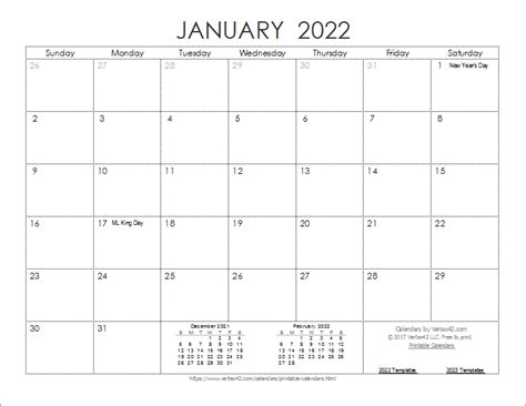 Download the 2022 Ink Saver Calendar from Vertex42.com | Calendar ...