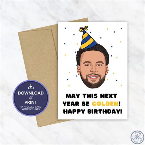 Stephen Curry Birthday Card Printable Birthday Card NBA Golden State ...