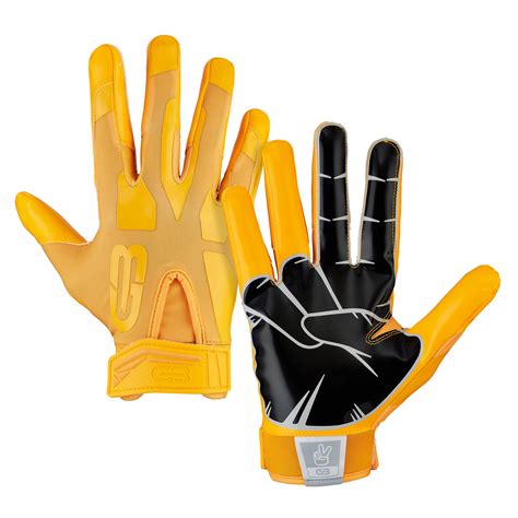 Grip Boost Peace, Shaka, and Hook 'Em Football Gloves Pro Elite - Adult Sizes (Yellow, Adult ...