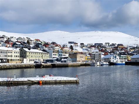 Honningsvag, Norway, in Winter with Snowcapped Mountains Stock Image - Image of europe, clouds ...