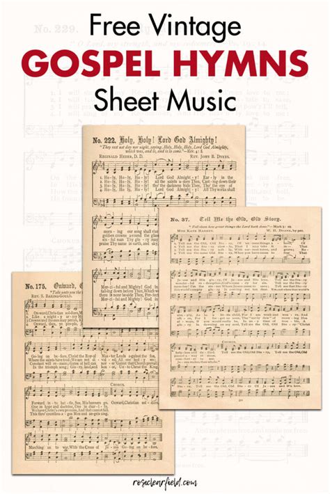 Free Printable Vintage Gospel Hymns Sheet Music - Rose Clearfield