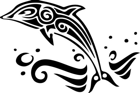 Download Svg Free Library Dolphin Tribe Tattoo Decal Animal - Black And White Dolphin Clip Art ...