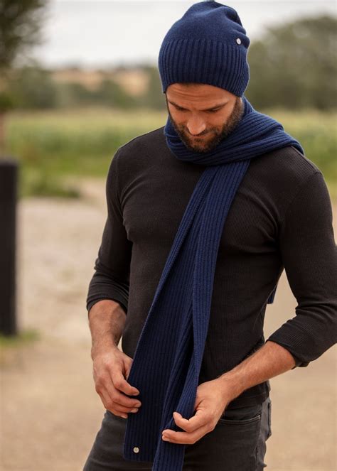 Mens Cashmere scarf, luxury ribbed cashmere scarf