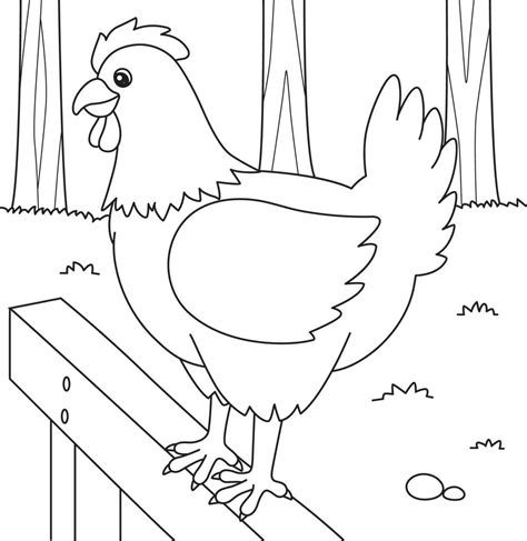 Chicken Coloring Page for Kids 5073704 Vector Art at Vecteezy