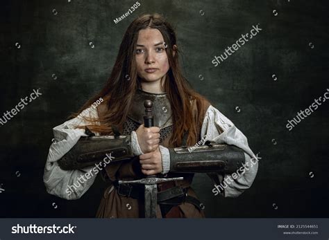 Vintage Portrait Adorable Woman Medieval Female Stock Photo 2125544651 ...