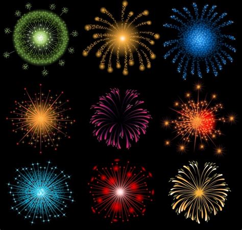 Fireworks design elements colorful bursting shapes decor Vectors graphic art designs in editable ...