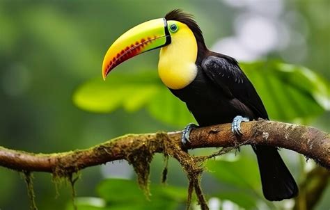 Premium AI Image | Chesnut mandibled Toucan sitting on the branch in ...