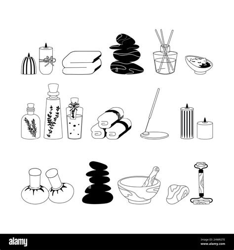 Black and White Vector Spa set Relaxation Stock Vector Image & Art - Alamy