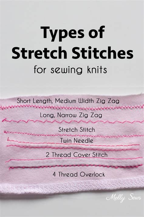 Types of Stretch Stitches for Sewing Knits including Video - Melly Sews