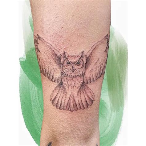 Realistic Flying Owl Tattoo