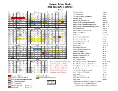 Canyons School District Calendar 2021-2022 & Holidays