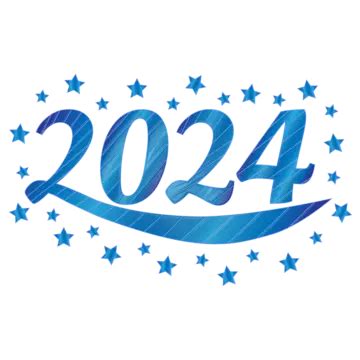 Diseño De Número Brillante Azul 2024 Con Adorno De Estrella Vector PNG , 2024, Azul, Número ...