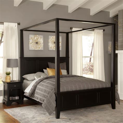 Home Styles Bedford Black King Canopy Bed-5531-610 - The Home Depot