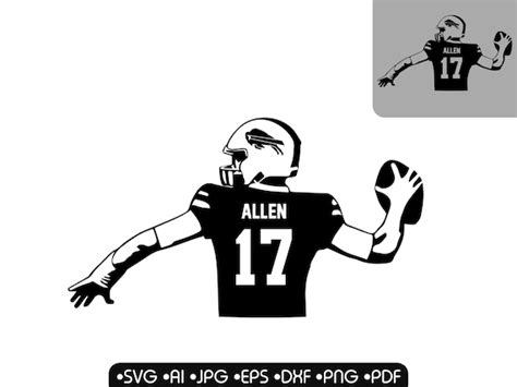 Josh Allen 17 Buffalo Bills Silhouette NFL vector | Etsy