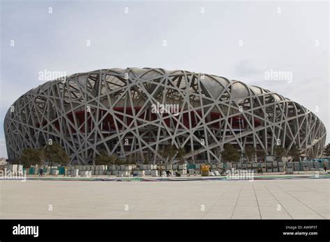 2008 Beijing Olympic National Stadium under construction Stock Photo ...