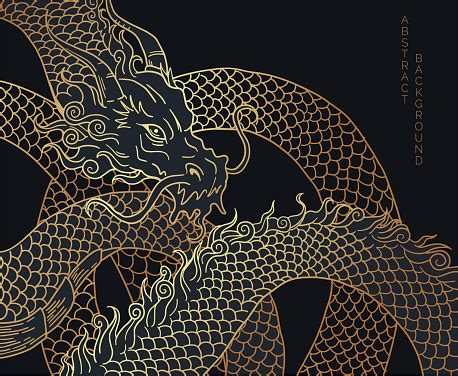 Dragon In Black And Gold Colours Stock Illustration - Download Image ...