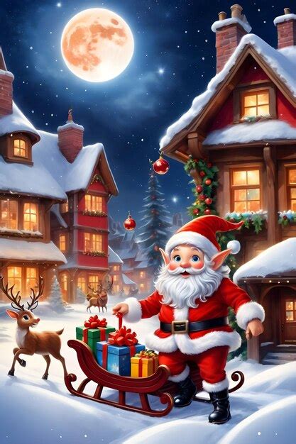 Premium AI Image | Santa claus reindeer and a sleigh full of presents ...