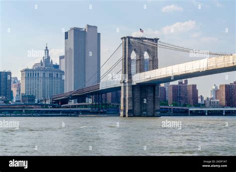 The iconic Brooklyn Bridge, one of the major landmarks in New York City, USA Stock Photo - Alamy