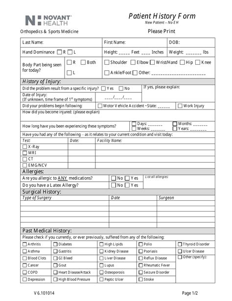 Patient History Form - Novant Health - Fill Out, Sign Online and ...