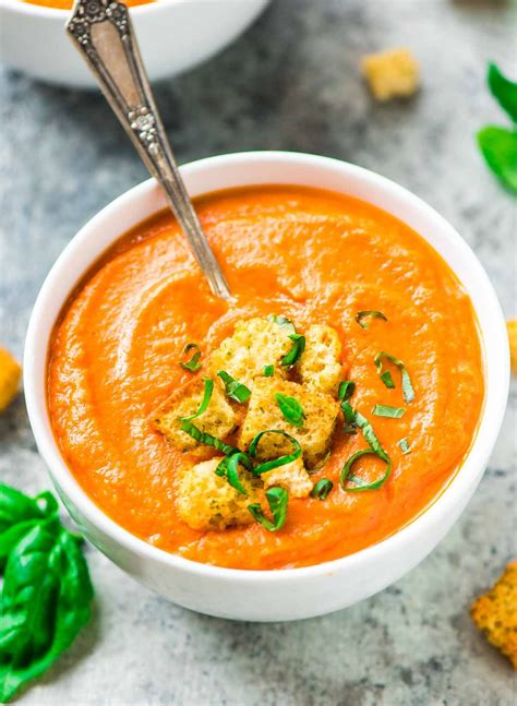 Easy Roasted Carrot Tomato Soup – a simple, ultra healthy, and delicious recipe for roasted ...