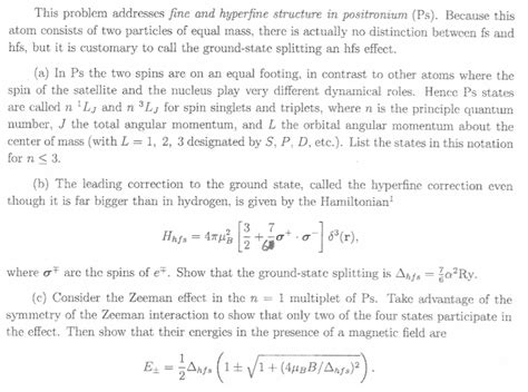 Solved This problem addresses fine and hyperfine structure | Chegg.com