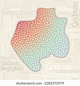 Gabon Map Design Country Names Different Stock Vector (Royalty Free ...