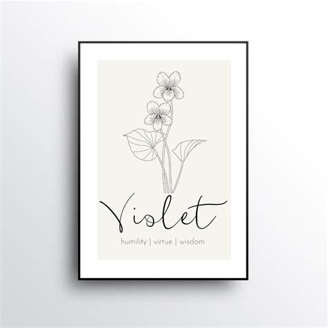 Violet February Birth Month Flower Drawing DIGITAL DOWNLOAD - Etsy