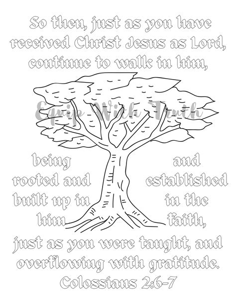 Colossians 2:6-7 Coloring Page - Etsy