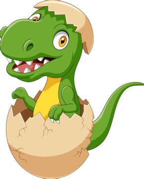 Cartoon Baby Dinosaur Hatching From Egg, Ancient, Comic, Smile PNG and Vector with Transparent ...