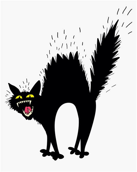 Transparent Scared Clipart - Scary Black Cat Clipart, HD Png Download ...