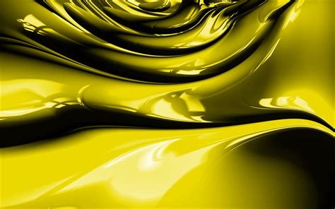 Download wallpapers 4k, yellow abstract waves, 3D art, abstract art, yellow wavy background ...