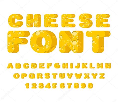 Cheese font. cheesy ABC. Food alphabet. Yellow letters milk prod ...