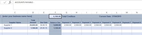 Free Accounts Payable Ledger in Excel