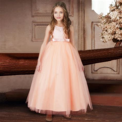 Flower Girl Dresses For Girls Wedding Party Tulle Graduation Wear Teenage Kids Children Plus ...