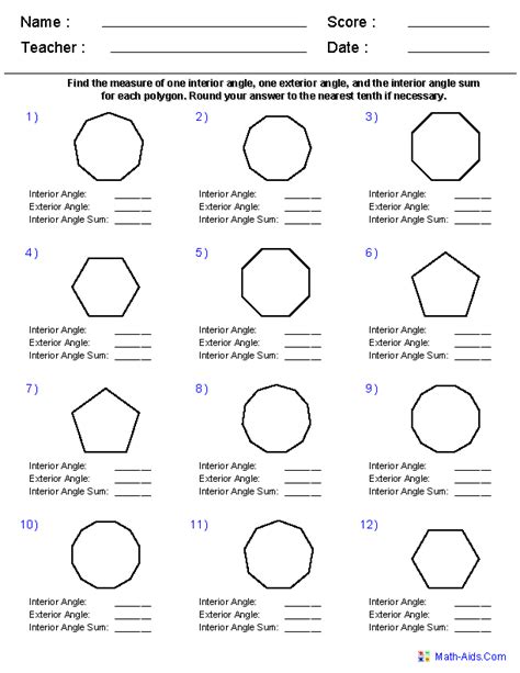 Geometry Worksheets | Quadrilaterals and Polygons Worksheets | Geometry worksheets, Naming ...