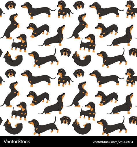 Dachshund in action seamless pattern Royalty Free Vector