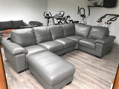 Grey Leather Corner Sofa | in Wolverhampton, West Midlands | Gumtree