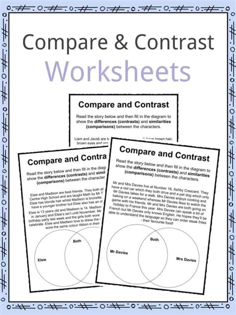 Compare and Contrast Worksheets - Lesson Plan PDF's