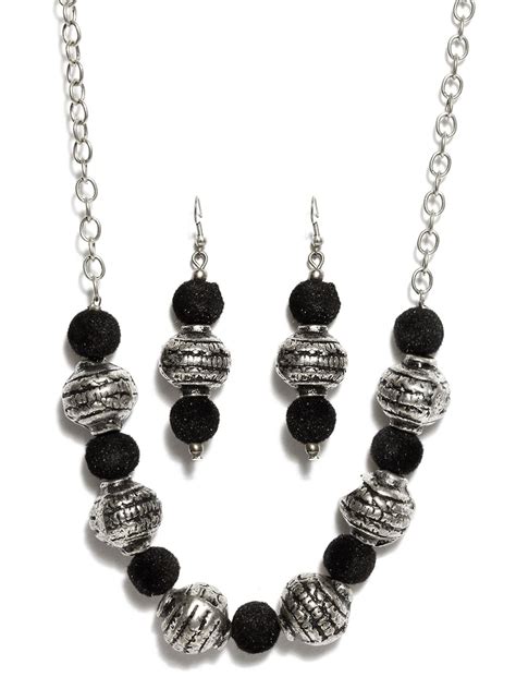 Alessia74 Black & Oxidised Silver Toned Jewellery Set | Womens fashion ...