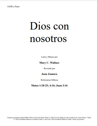 Dios con nosotros (Partitura) - Mary C Wallace Music