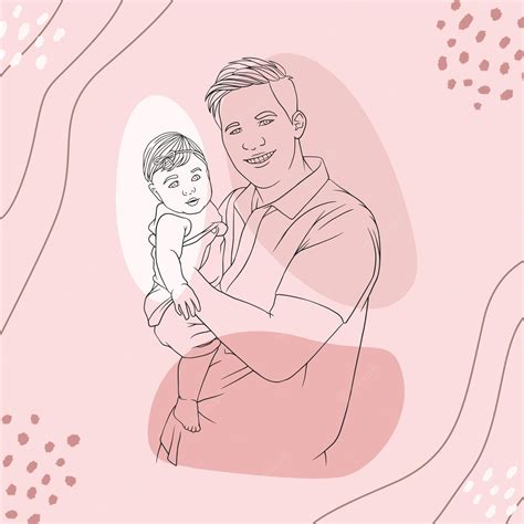 Premium Vector | Father hugging his son for fathers day in line art style u