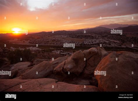 Summit sunset view of Mount Rubidoux and Jurupa Valley in Riverside ...