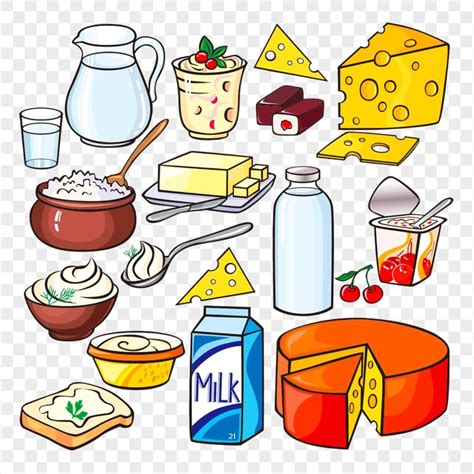 Clipart Cartoon Collection Of Dairy Milk Products PNG | Citypng