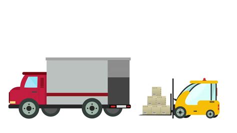 Forklift Loader Load Boxes Into A Truck Animation. Flat Design Looped ...