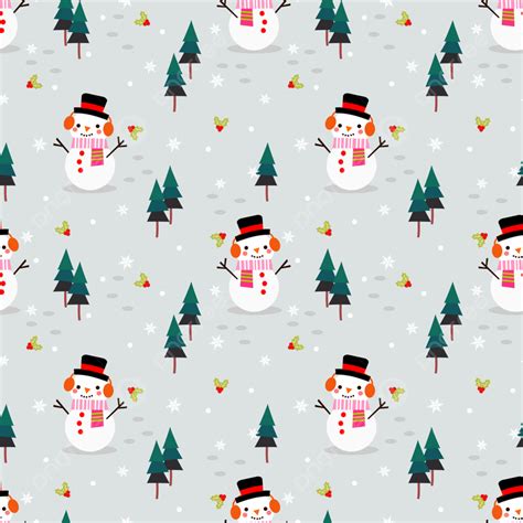 Cute Snowman In Christmas Season Seamless Pattern Background, Wallpaper ...