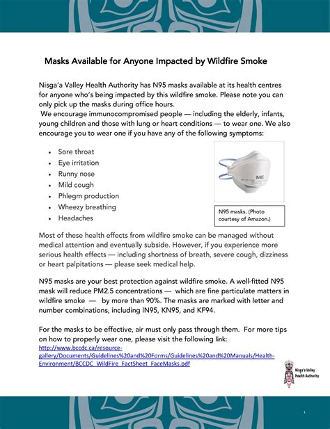 Masks Available for Anyone Impacted by Wildfire Smoke – Nisga'a Valley ...