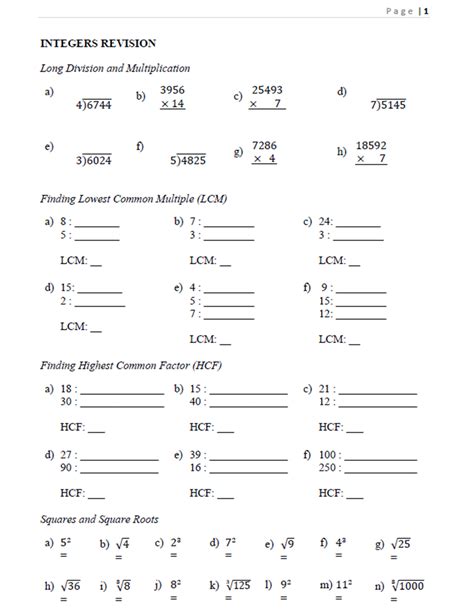 Year 8 Maths Revision Booklet | Teaching Resources