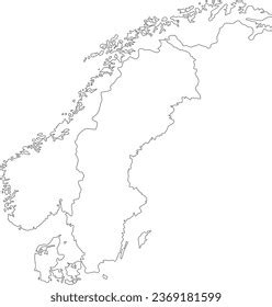 Map Scandinavia Thin Outline Stock Vector (Royalty Free) 2369181599 | Shutterstock